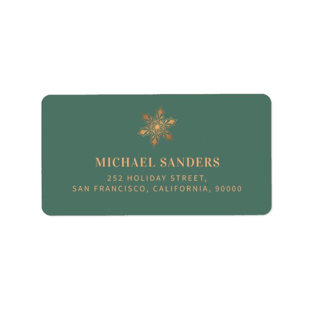 Elegant gold snowflake Christmas return address Label (Front)