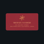 Elegant gold snowflake Christmas return address Label<br><div class="desc">Modern stylish gold copper snowflake red Christmas card chic return address label.</div>