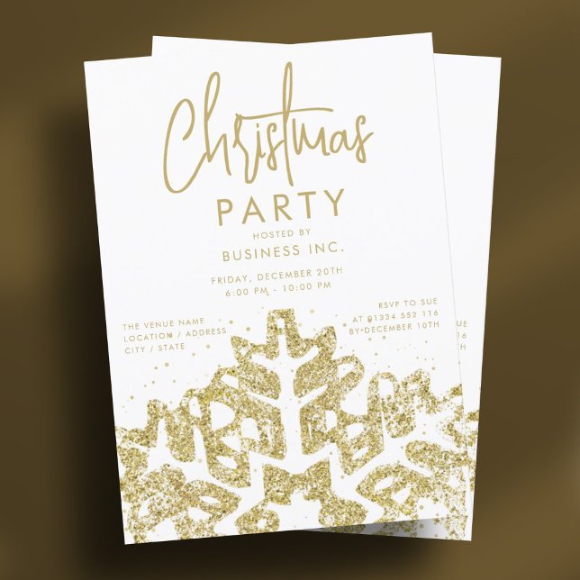 Elegant Gold Snowflake Corporate Christmas Party  Invitation (Elegant Gold Snowflake Corporate Christmas Party Invitation)