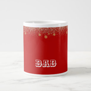 Elegant gold Snowflake falling Christmas Red name Large Coffee Mug
