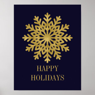 Elegant Gold Snowflake Holiday Poster Sign