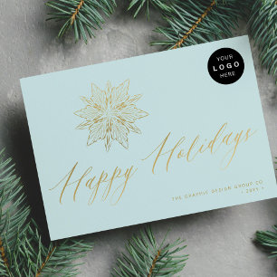 Elegant gold snowflake LOGO business non-photo Holiday Card