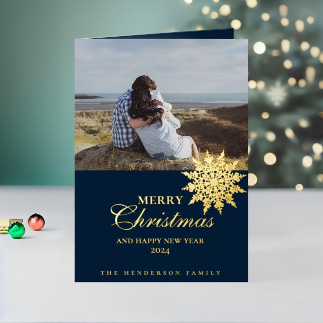 Elegant Gold Snowflake | Merry Christmas | Custom Foil Holiday Card (Holiday In Situ 2)