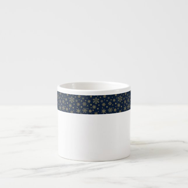 Elegant Gold Snowflake Winter Pattern Espresso Cup (Front)