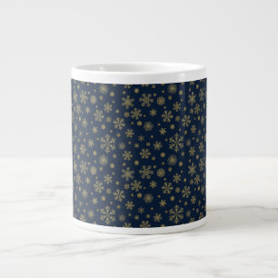 Elegant Gold Snowflake Winter Pattern Large Coffee Mug