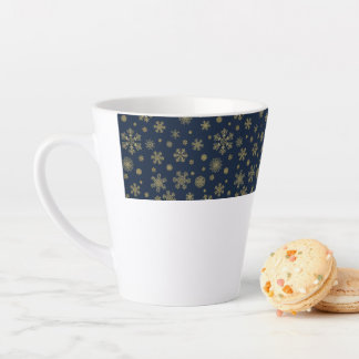 Elegant Gold Snowflake Winter Pattern Latte Mug