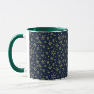 Elegant Gold Snowflake Winter Pattern Mug