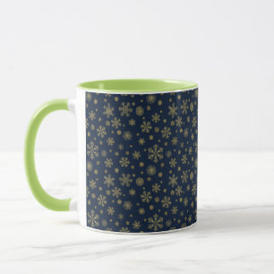 Elegant Gold Snowflake Winter Pattern Mug