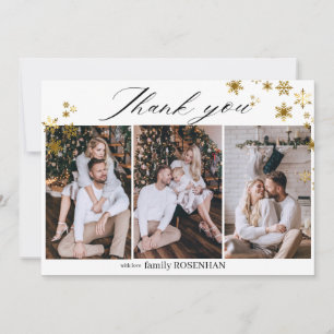 Elegant Gold Snowflakes 3 Photo  Holiday Thank You