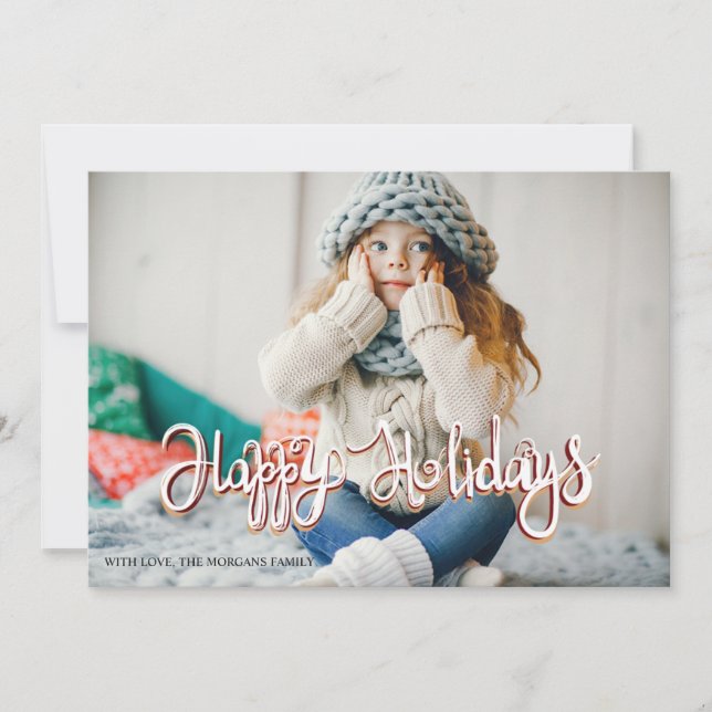 Elegant Gold Snowflakes Happy Holidays Photo (Front)