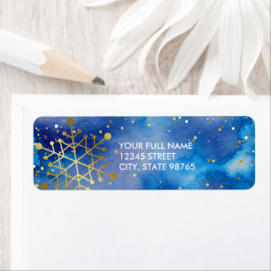 Elegant Gold Snowflakes Purple and Blue Watercolor