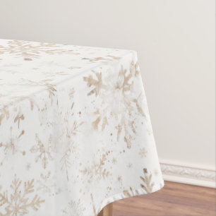 Elegant Gold Snowflakes Winter Themed Christmas Tablecloth