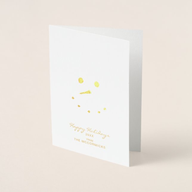 Elegant Gold Snowman Christmas Foil Card (Front)