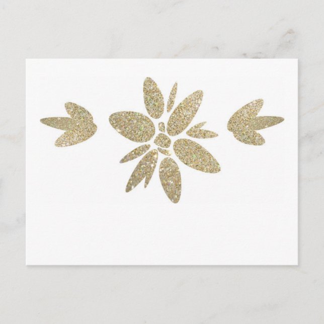 Elegant gold sparkle flower invitation postcard (Front)