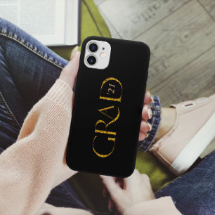 Elegant Gold Sparkle Personalised Script Grad Case-Mate iPhone Case