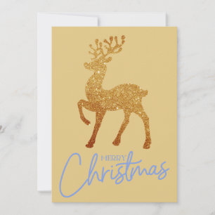 Elegant Gold Sparkle Reindeer Merry Christmas  Holiday Card