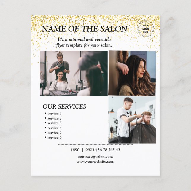 Elegant Gold Sparkle Salon Services Flyer (Front)