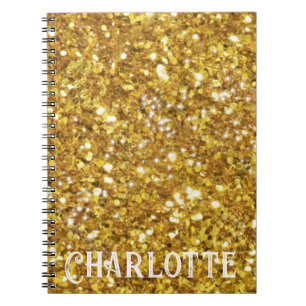 Elegant gold sparkles glitter personalise notebook