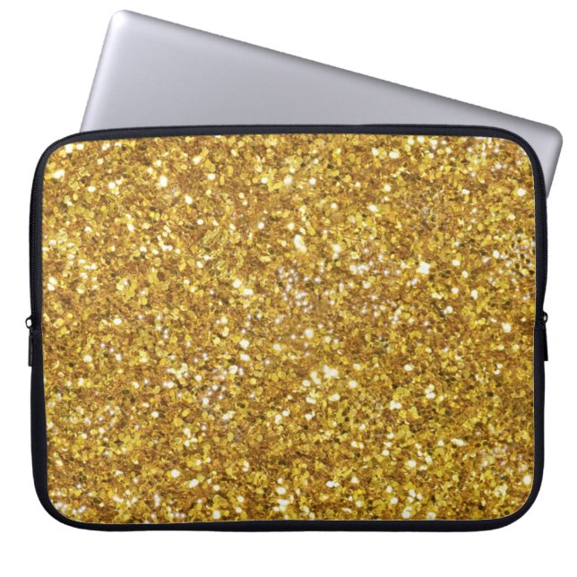 Elegant gold sparkles  laptop sleeve (Front)
