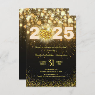 Elegant Gold Sparkles | New Years Eve Party  Invitation
