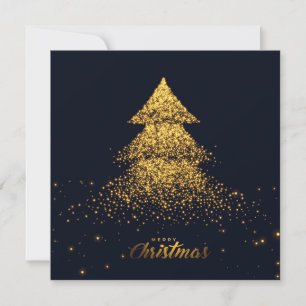 Elegant gold sparkling Christmas tree Holiday Card