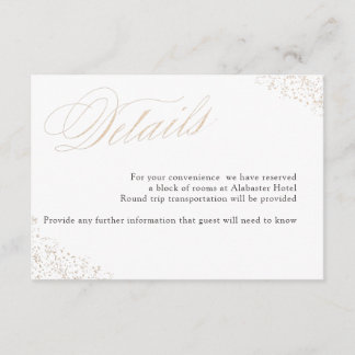 Elegant Gold Speckle Calligraphy Details Enclosure Card