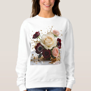 Elegant Gold Splash Floral Art Print Sweatshirt