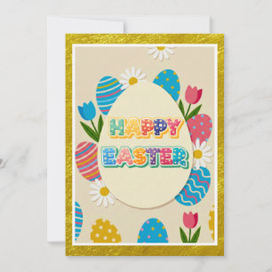 Elegant Gold Spring Floral Easter Sunday Holiday Invitation