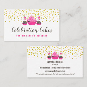 Elegant Gold Sprinkles Cupcake Cake Pops Bakery Bu Business Card