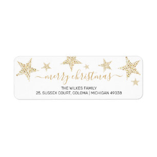Elegant Gold Star Christmas Post Return Address