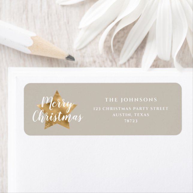 Elegant Gold Star Christmas Return Address (Insitu)