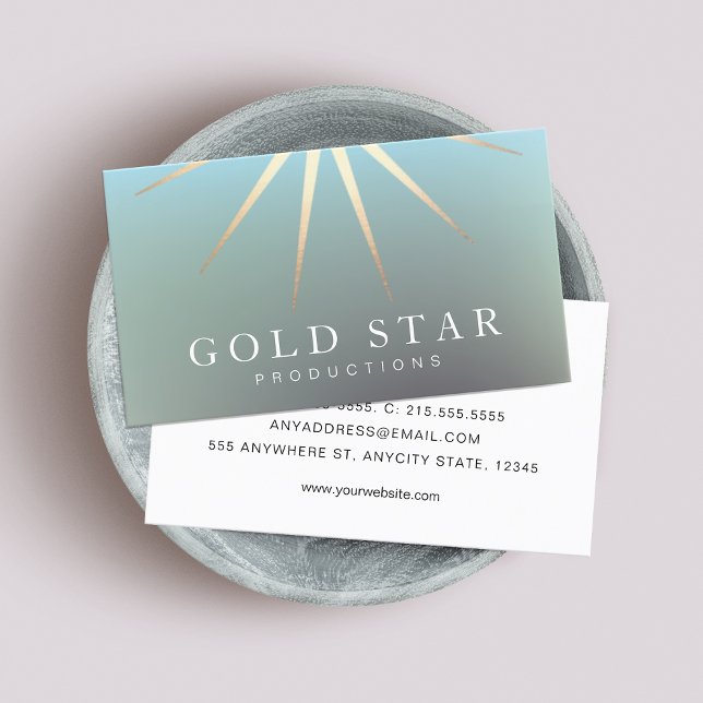Elegant Gold Star Logo Professional Business Card (Creator Uploaded)