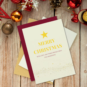 Elegant Gold Star Merry Christmas  Holiday Card
