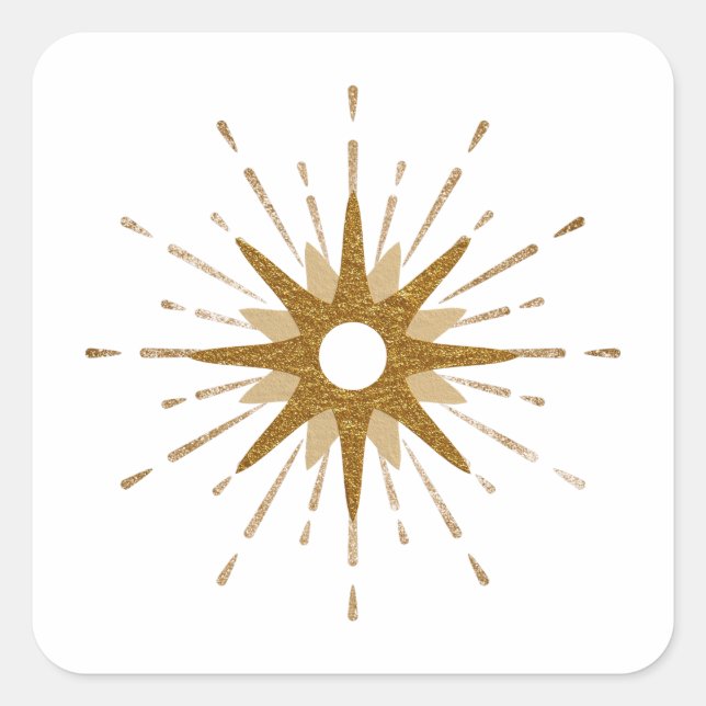 Elegant Gold Starburst Square Sticker (Front)