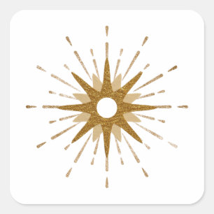 Elegant Gold Starburst Square Sticker