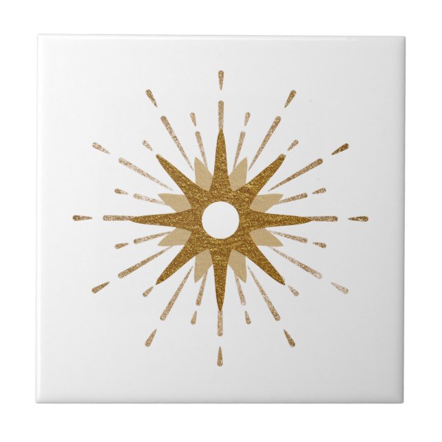 Elegant Gold Starburst  Tile (Front)