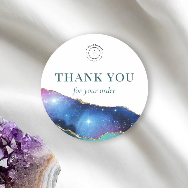 Elegant Gold Stars Cosmic Logo Thank You  Classic Round Sticker (Creator Uploaded)