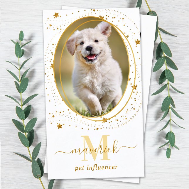 Elegant Gold Stars Social Media Photo Monogram  Business Card (Creator Uploaded)