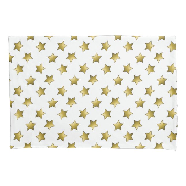 Elegant gold stars white pattern pillowcase (Front)
