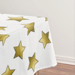 Elegant gold stars white pattern tablecloth