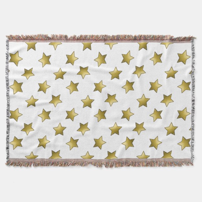 Elegant gold stars white pattern throw blanket (Front)