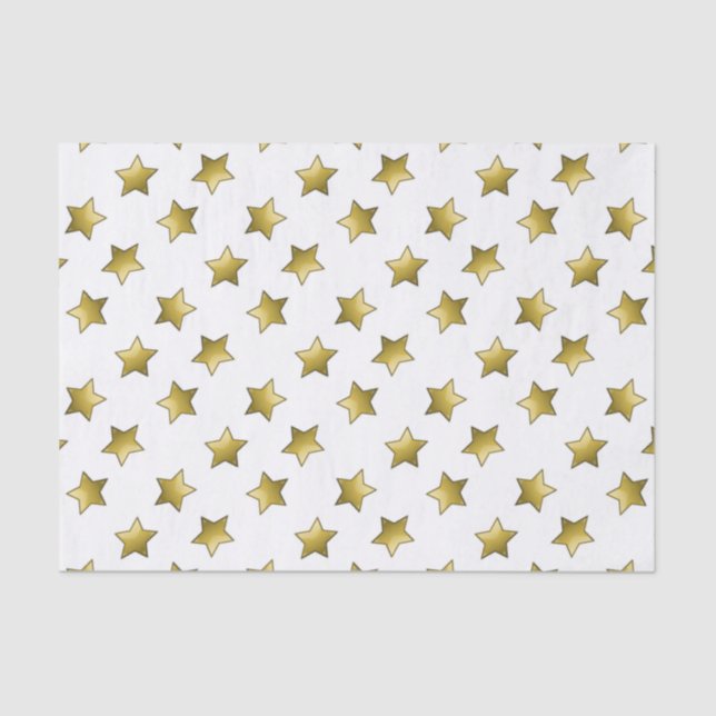 Elegant gold stars white pattern tissue paper (Front)