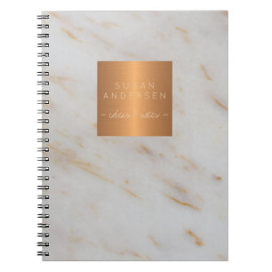 Elegant gold steel copper metallic grey marble spiral notebook