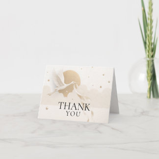 Elegant Gold Stork Celestial Thank You Card