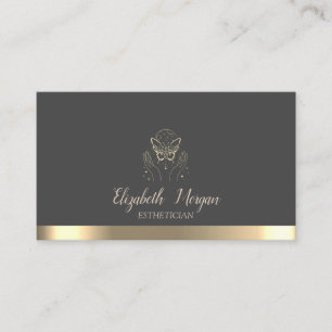 Elegant Gold Stripe Butterfly Business Card