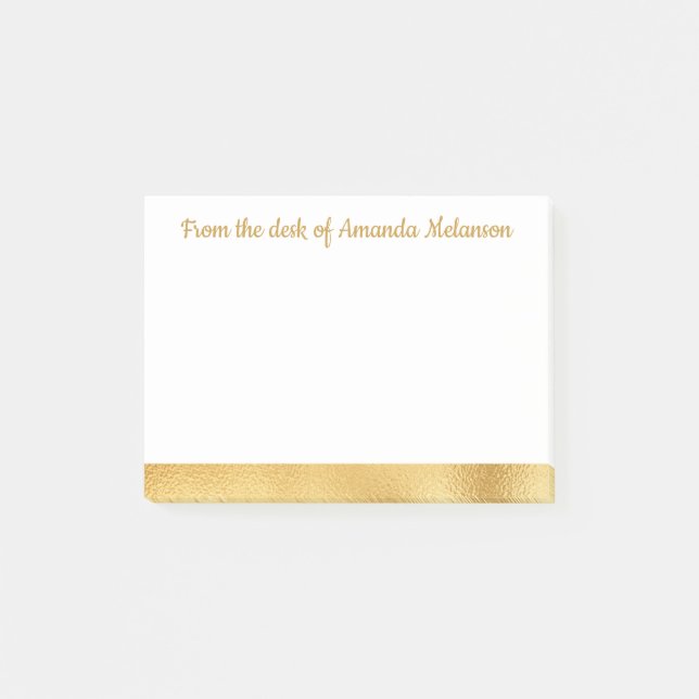 Elegant Gold Stripe Personalised Sticky Note Glam (Front)
