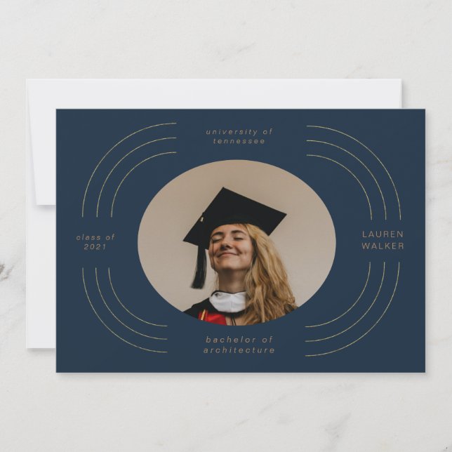 elegant gold stripes graduation announcement (Front)