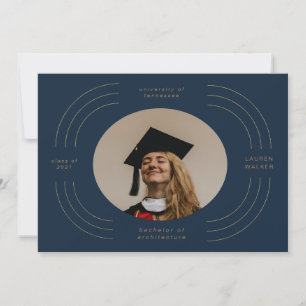 elegant gold stripes graduation announcement