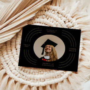 elegant gold stripes graduation announcement