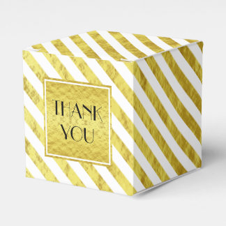 Elegant Gold Stripes Thank You Favour Box
